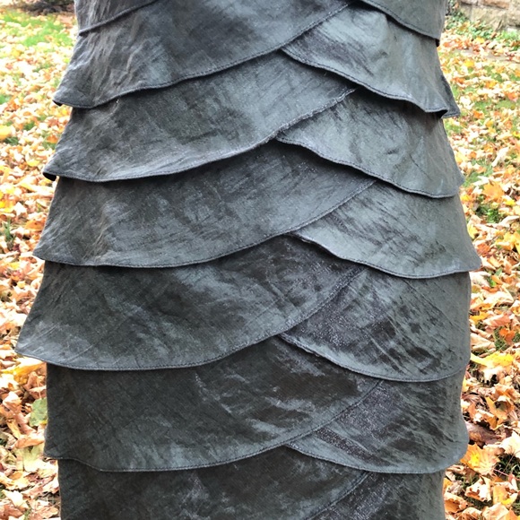 ‼️WEEKEND SALE‼️ Caché☀️Olive green shimmery dress - Picture 2 of 11